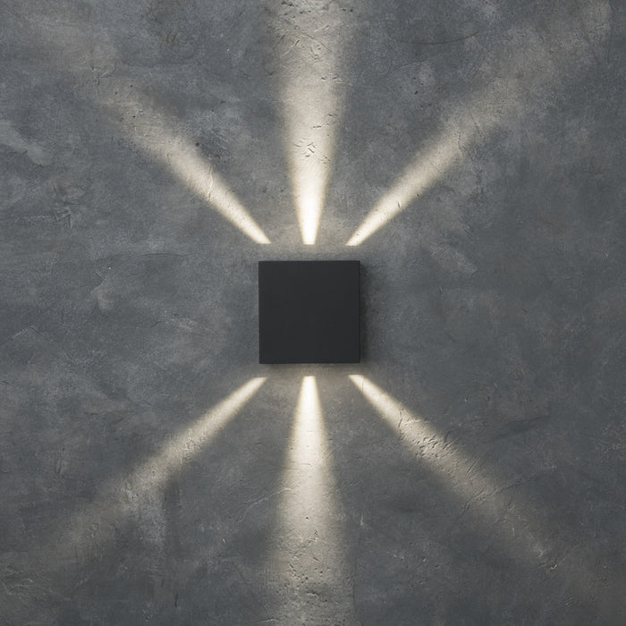 Lutec 5104005118 GEMINI BEAMS 7.5W IP54 LED Outdoor Up/Down Wall Light 4000K - Dark Grey