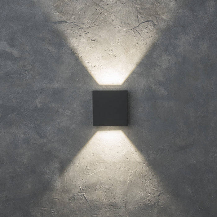 Lutec 5104005118 GEMINI BEAMS 7.5W IP54 LED Outdoor Up/Down Wall Light 4000K - Dark Grey