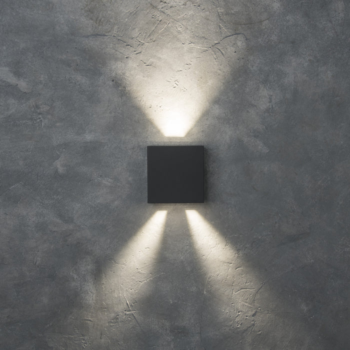 Lutec 5104005118 GEMINI BEAMS 7.5W IP54 LED Outdoor Up/Down Wall Light 4000K - Dark Grey