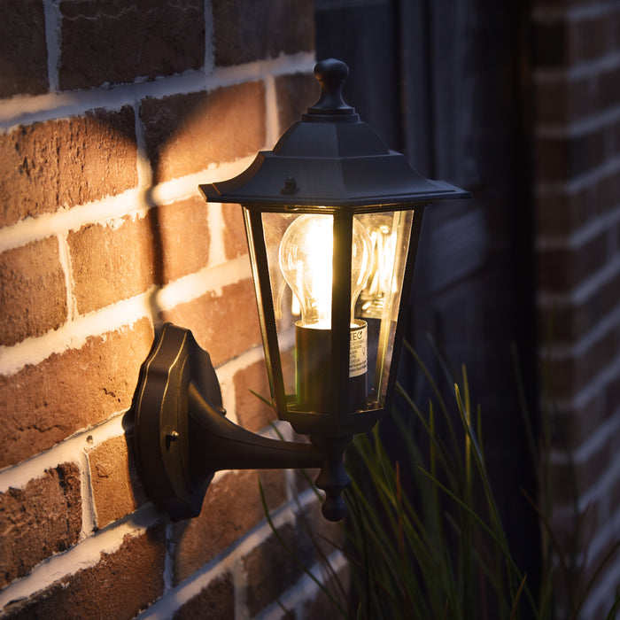 Lutec 5112102012 CORNICHE IP44 E27 Outdoor Wall Lantern Light - Black (Lamp Not Included)