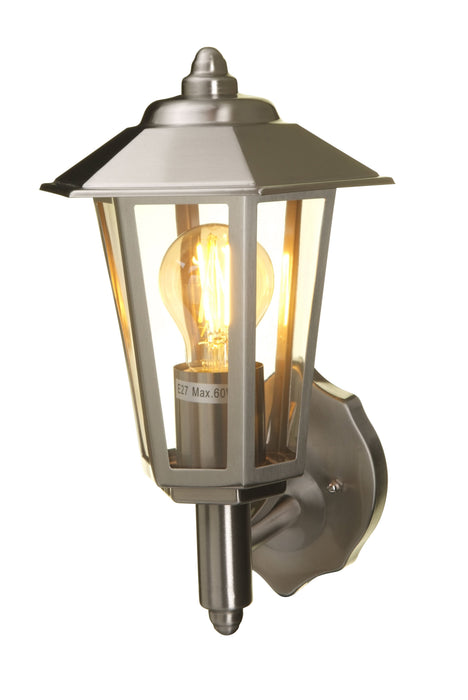 Lutec 5112103001 GROSVENOR IP44 E27 Outdoor Wall Lantern Light - Stainless Steel (Lamp Not Included)