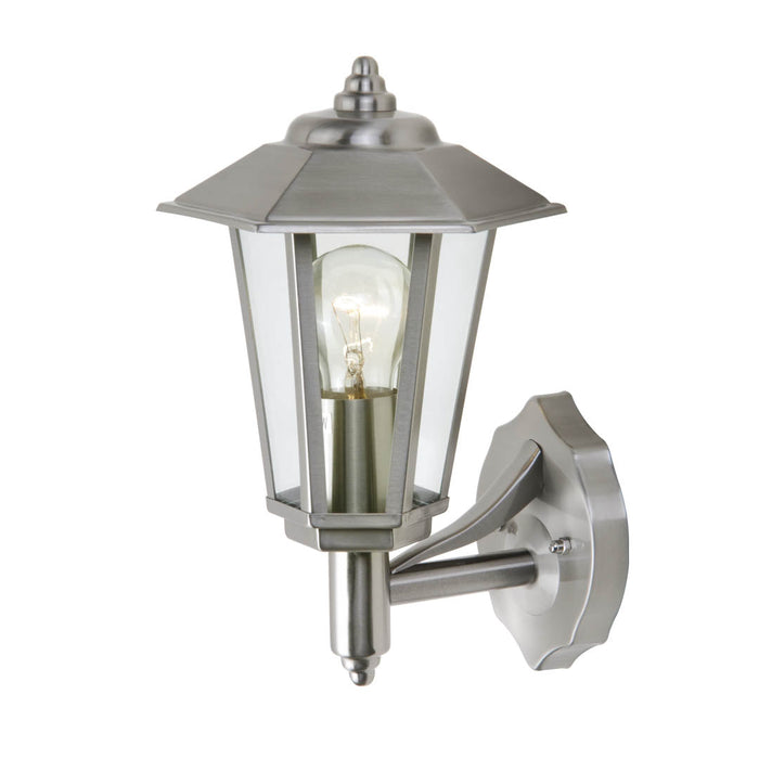 Lutec 5112103001 GROSVENOR IP44 E27 Outdoor Wall Lantern Light - Stainless Steel (Lamp Not Included)