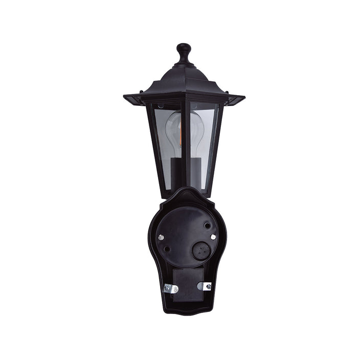 Lutec 5112104012 CORNICHE IP44 E27 Outdoor Wall Lantern Light with PIR - Black (Lamp Not Included)