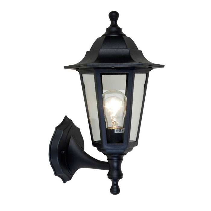 Lutec 5112605346 COASTAL IP44 E27 Polycarbonate Outdoor Wall Lantern Light - Black (Lamp Not Included)