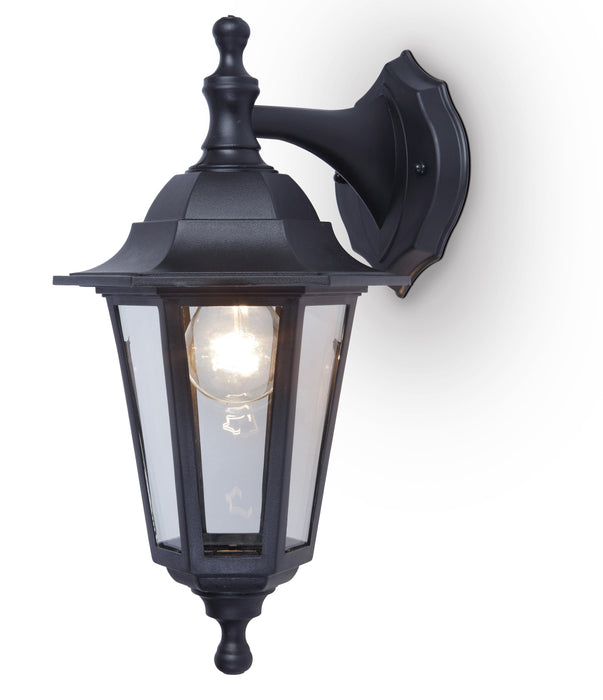 Lutec 5112605346 COASTAL IP44 E27 Polycarbonate Outdoor Wall Lantern Light - Black (Lamp Not Included)
