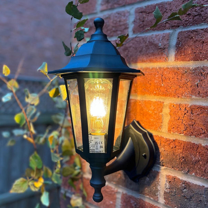 Lutec 5112605346 COASTAL IP44 E27 Polycarbonate Outdoor Wall Lantern Light - Black (Lamp Not Included)