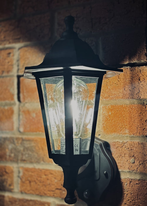 Lutec 5112606346 COASTAL IP44 E27 Polycarbonate Outdoor Wall Lantern Light with PIR - Black (Lamp Not Included)