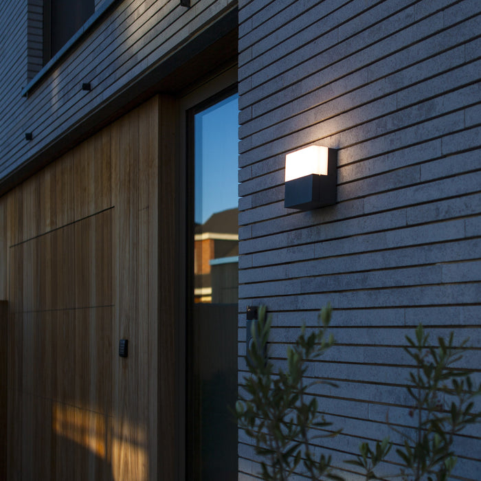 Lutec 5116202118 DOMINO 17W IP65 LED Outdoor Wall Light 3000K - Dark Grey