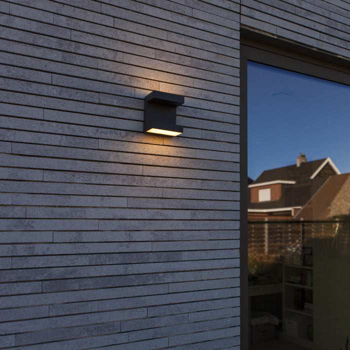 Lutec 5116303118 TWISTO 13W IP65 LED Outdoor Wall Light 3000K/4000K - Dark Grey
