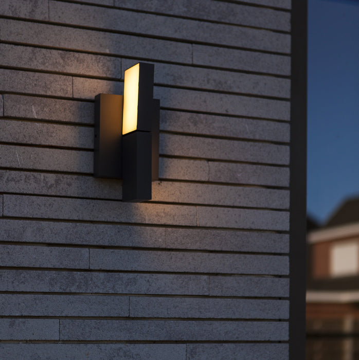 Lutec 5116303118 TWISTO 13W IP65 LED Outdoor Wall Light 3000K/4000K - Dark Grey