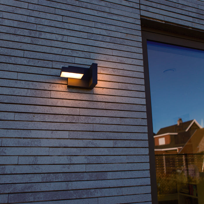 Lutec 5116303118 TWISTO 13W IP65 LED Outdoor Wall Light 3000K/4000K - Dark Grey