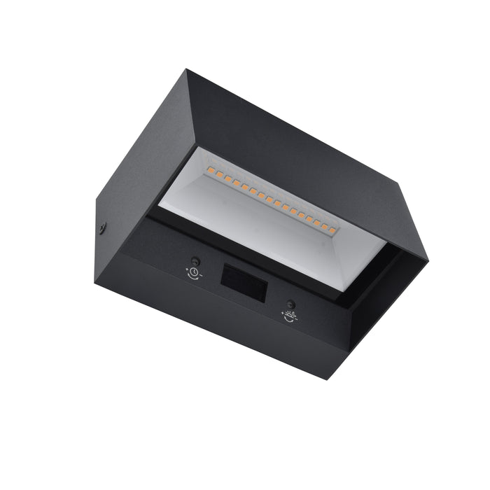 Lutec 5117101118 GEMINI 10.5W IP54 LED Wall Light with PIR 3000K - Dark Grey