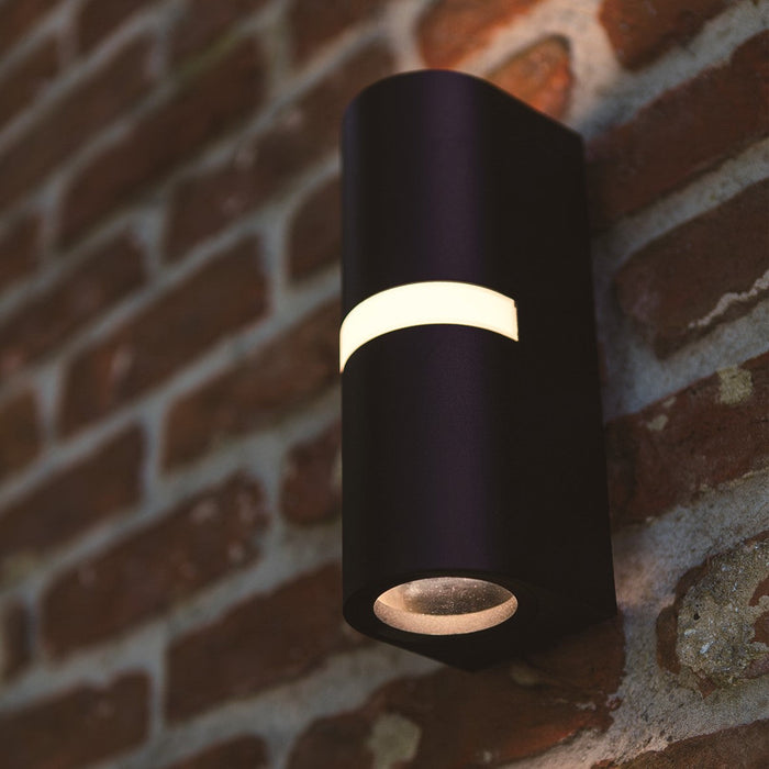 Lutec 5117201012 MIKA IP54 GU10 Outdoor Up/Down Wall Light - Matt Black (Lamp Not Included)