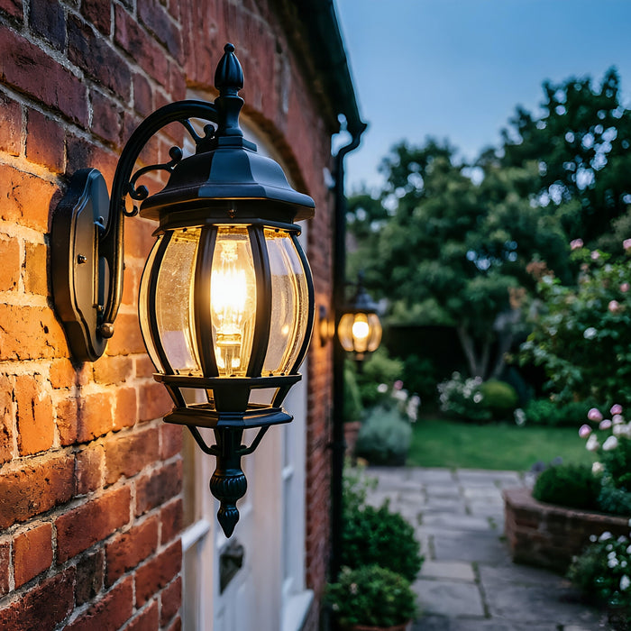 Lutec 5120202012 CANTERBURY IP23 E27 Outdoor Wall Lantern Light - Matt Black (Lamp Not Included)