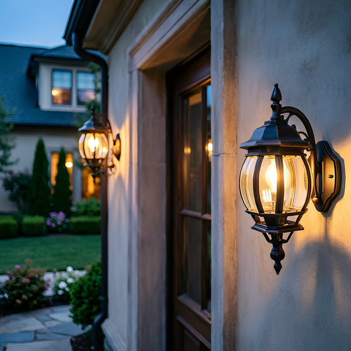Lutec 5120202012 CANTERBURY IP23 E27 Outdoor Wall Lantern Light - Matt Black (Lamp Not Included)
