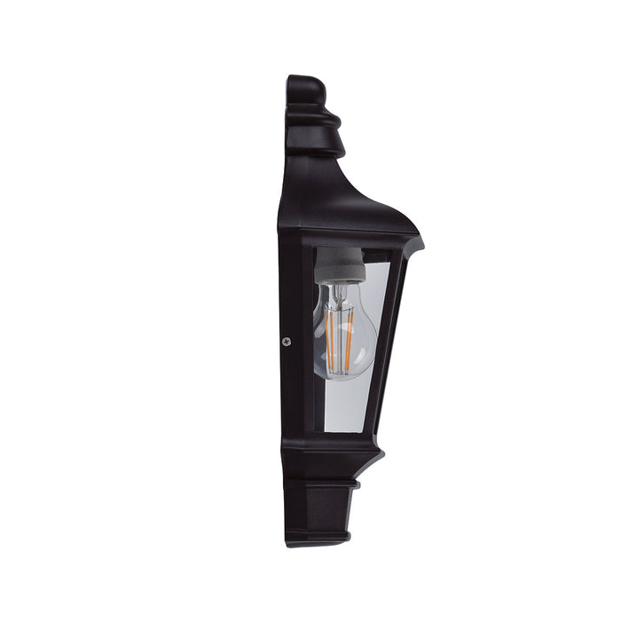 Lutec 5180601012 COTSWOLD IP44 E27 Outdoor Half Lantern Wall Light - Black (Lamp Not Included)