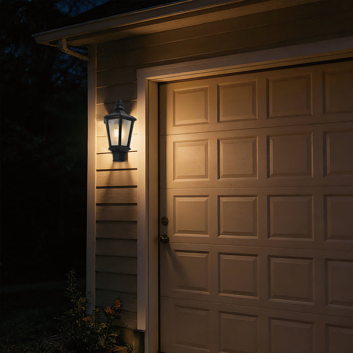Lutec 5180601012 COTSWOLD IP44 E27 Outdoor Half Lantern Wall Light - Black (Lamp Not Included)