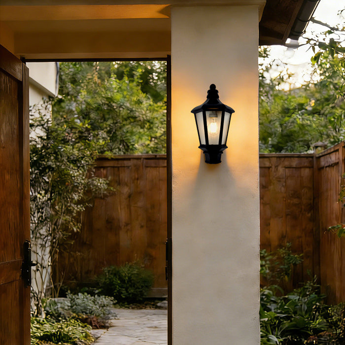 Lutec 5180601012 COTSWOLD IP44 E27 Outdoor Half Lantern Wall Light - Black (Lamp Not Included)