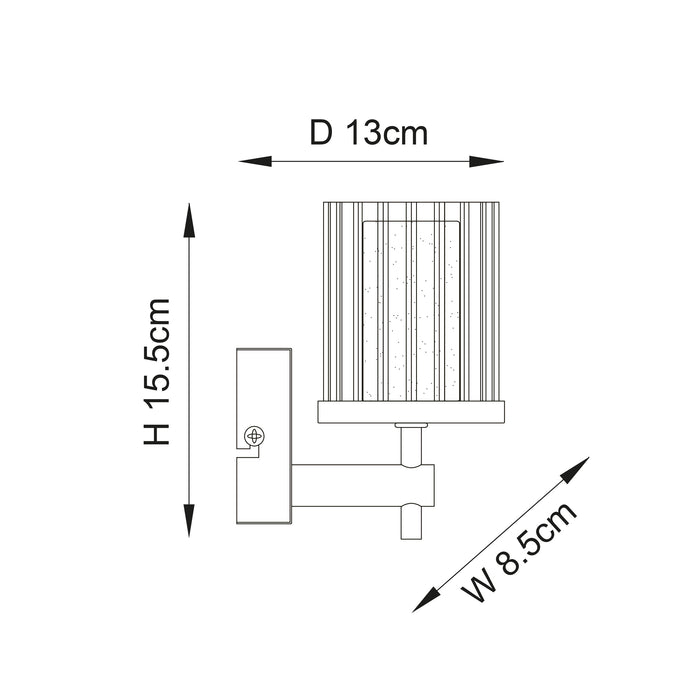 Endon 51885 Britton 1lt Wall Chrome plate with clear & frosted glass 18W G9 clear capsule (Required) - westbasedirect.com