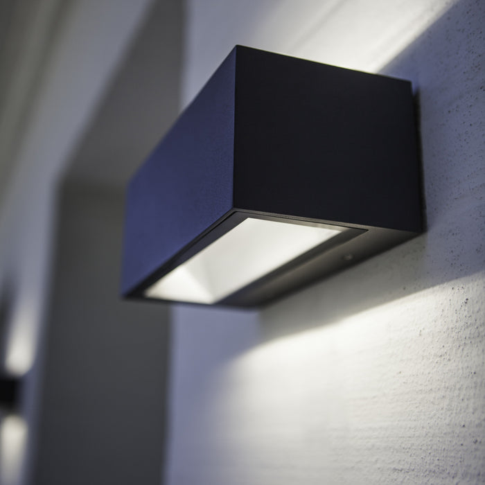 Lutec 5189101118 GEMINI 21W IP54 LED Outdoor Wall Light 4000K - Dark Grey