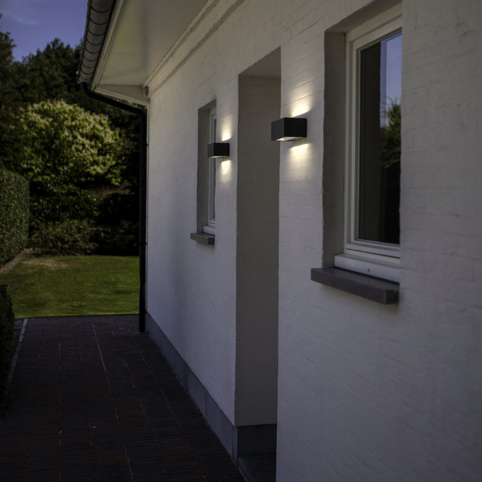Lutec 5189112118 GEMINI 15W IP54 LED Outdoor Wall Light 3000K - Dark Grey