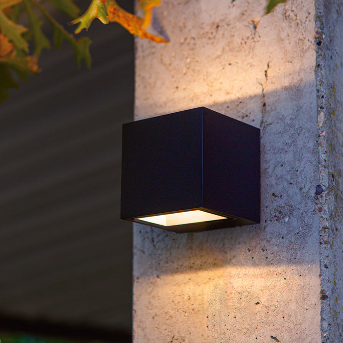 Lutec 5189125012 GEMINI 9W IP54 LED Outdoor Square Wall Light 3000K - Matt Black