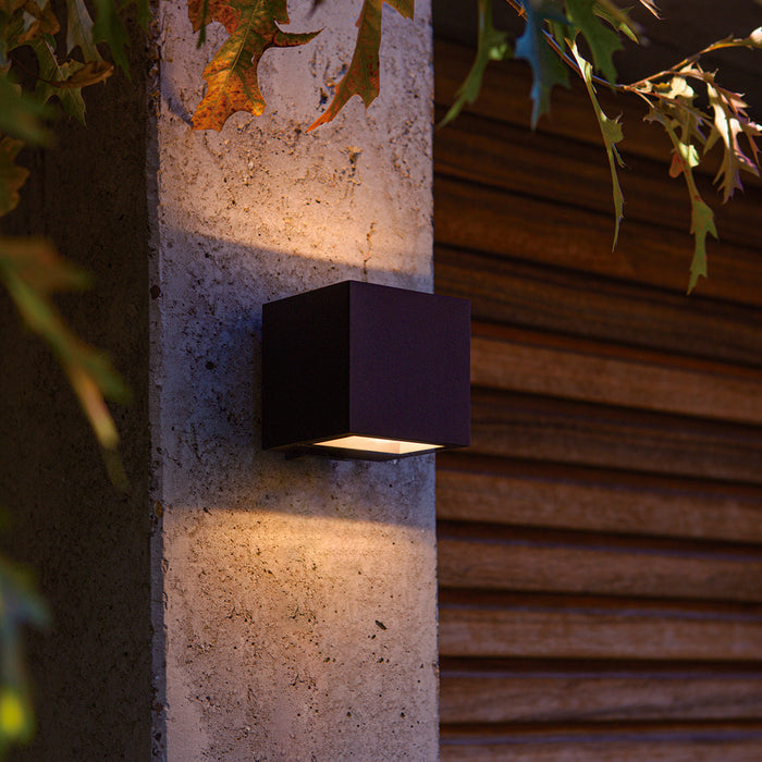 Lutec 5189125012 GEMINI 9W IP54 LED Outdoor Square Wall Light 3000K - Matt Black
