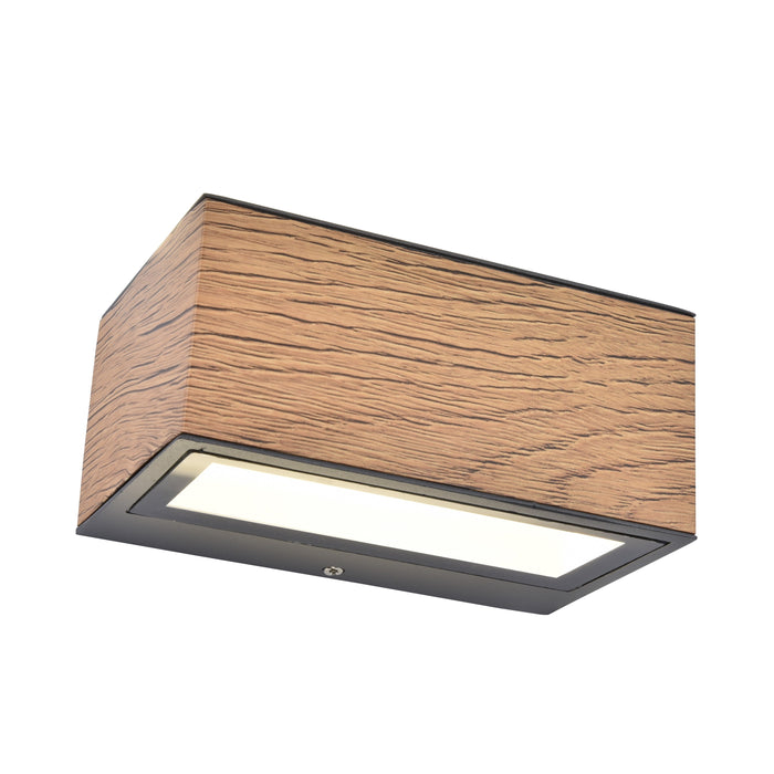 Lutec 5189135118 GEMINI 10.5W IP54 LED Outdoor Up/Down Wall Light 4000K - Wood Print Look