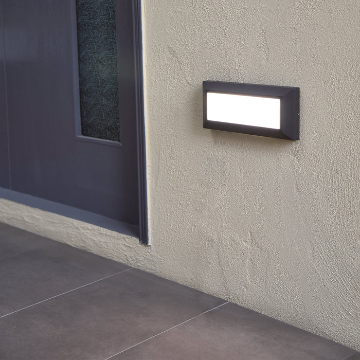 Lutec 5191601118 HELENA 10.2W IP54 LED Surface Mounted Brick Light 4000K - Dark Grey