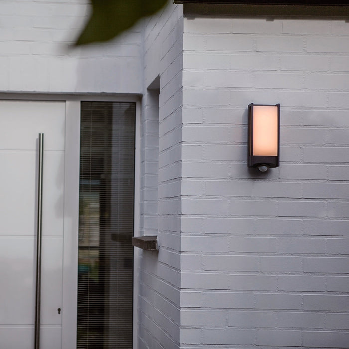 Lutec 5193002118 QUBO 13W IP54 LED Outdoor Wall Light with PIR 3000K - Dark Grey