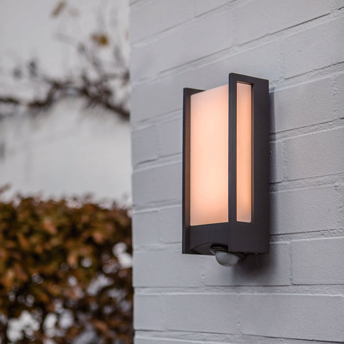 Lutec 5193002118 QUBO 13W IP54 LED Outdoor Wall Light with PIR 3000K - Dark Grey