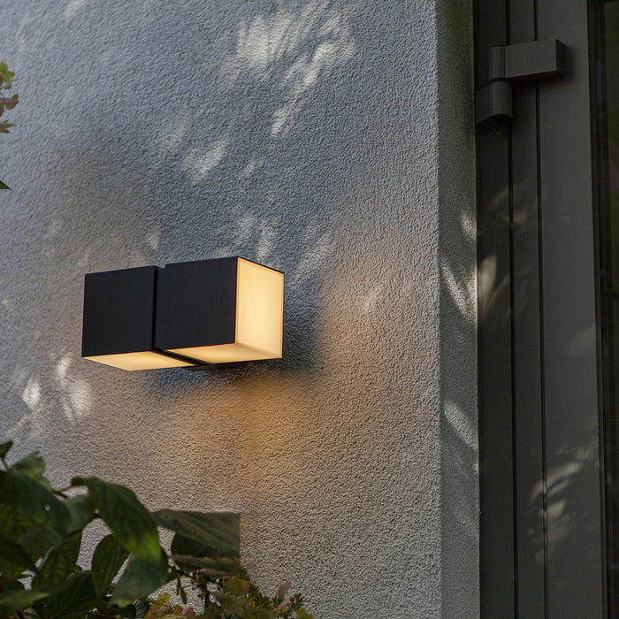 Lutec 5193801012 CUBA 19W IP54 LED Outdoor Wall Light c/w Adjustable Heads 3000K - Matt Black