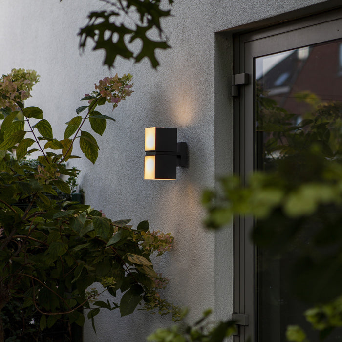 Lutec 5193801012 CUBA 19W IP54 LED Outdoor Wall Light c/w Adjustable Heads 3000K - Matt Black
