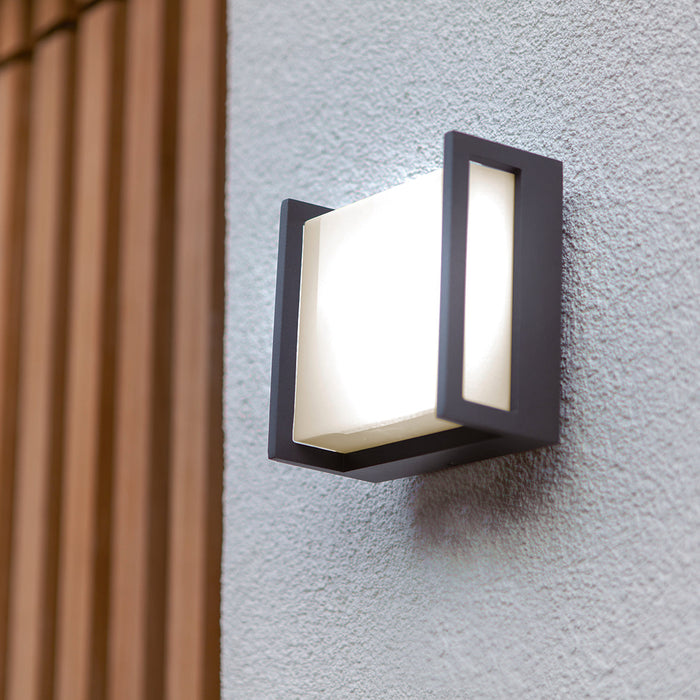 Lutec 5195401118 QUBO 7.8W IP54 LED Outdoor Wall Light 3000K - Dark Grey