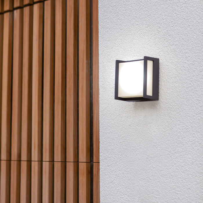 Lutec 5195401118 QUBO 7.8W IP54 LED Outdoor Wall Light 3000K - Dark Grey