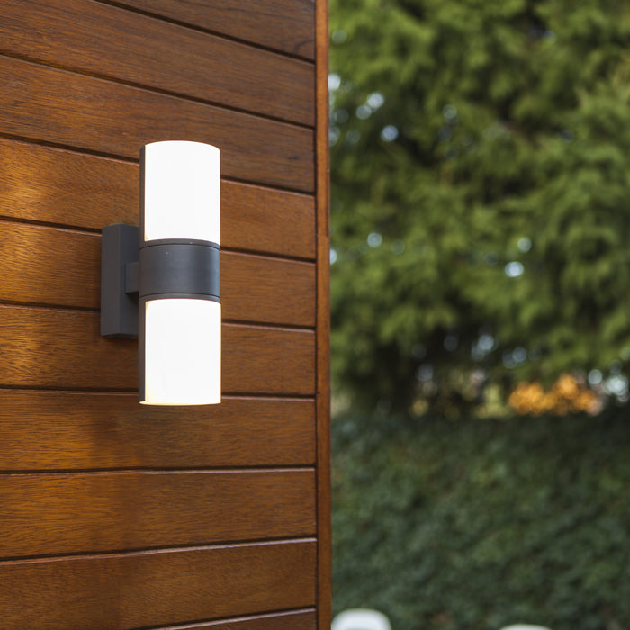 Lutec 5198101118 CYRA 16.1W IP54 LED Outdoor Wall Light c/w Adjustable Heads 3000K - Dark Grey