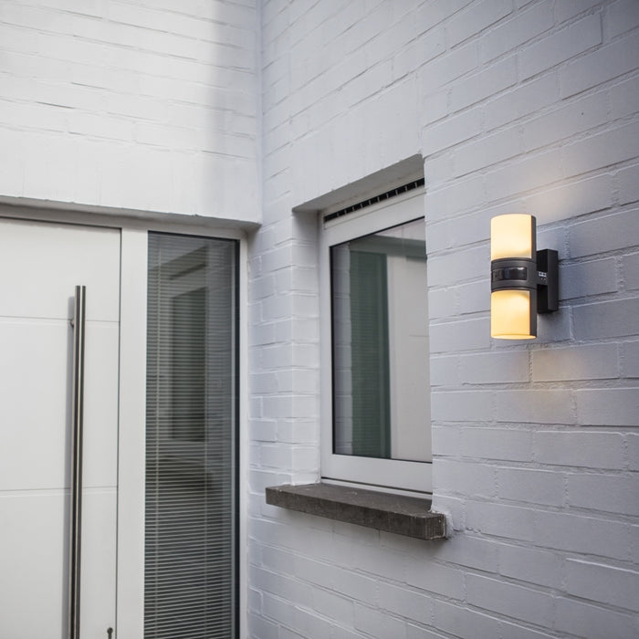 Lutec 5198102118 CYRA 16.5W IP54 LED Outdoor Wall Light PIR c/w Adjustable Heads 3000K - Dark Grey