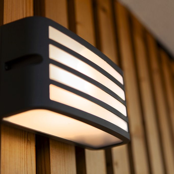 Lutec 5203501118 ZEBRA IP44 E27 Outdoor Wall Light - Dark Grey (Lamp Not Included)