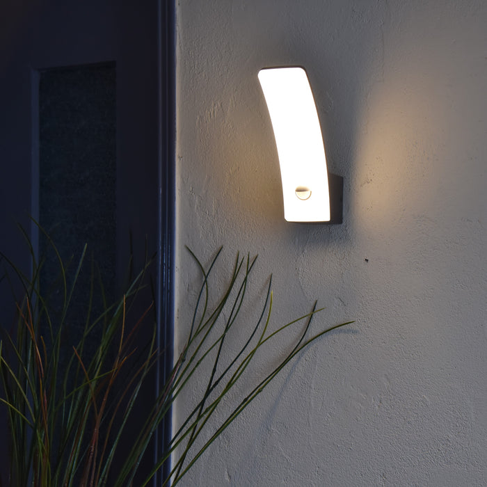 Lutec 5203902335 KILO 11.5W IP44 LED Outdoor Wall Light with PIR 3000K - Dark Grey