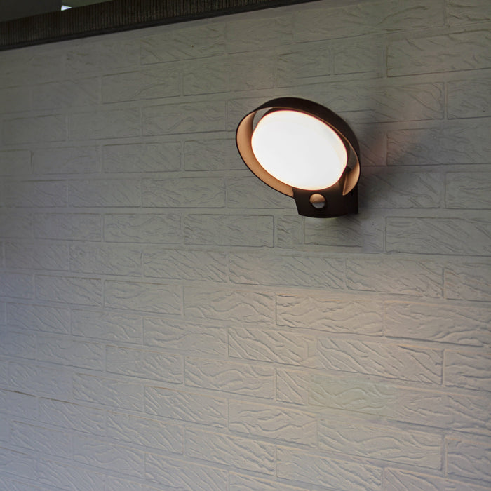 Lutec 5205702118 POLO 16.1W IP54 LED Outdoor Wall Light 3000K with PIR - Dark Grey