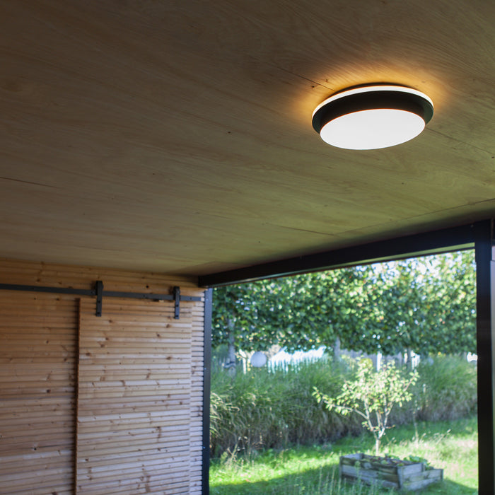 Lutec 5205801012 GOLETA 24.3W IP54 LED Wall or Ceiling Light 3000K/4000K - Dark Grey