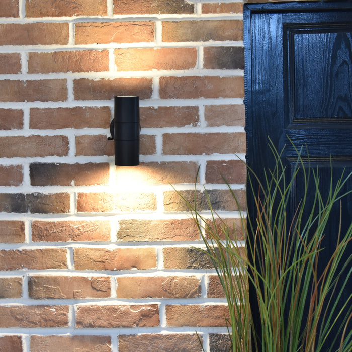 Lutec 5210701330 COASTAL IP44 GU10 Polycarbonate Outdoor Up/Down Wall Light - Black (Lamp Not Included)