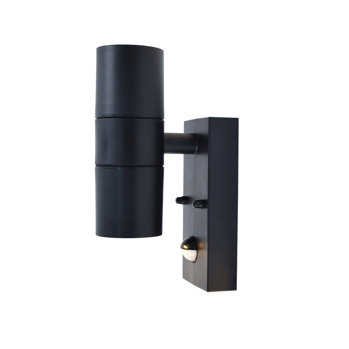 Lutec 5210702330 COASTAL IP44 GU10 Polycarbonate Outdoor Up/Down Wall Light with PIR - Black (Lamp Not Included)
