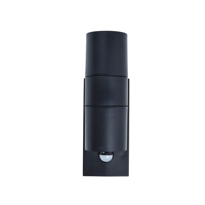 Lutec 5210702330 COASTAL IP44 GU10 Polycarbonate Outdoor Up/Down Wall Light with PIR - Black (Lamp Not Included)