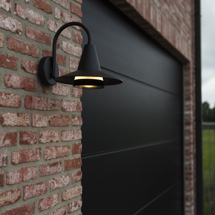 Lutec 5213901012 SWAN IP54 E27 Outdoor Wall Light - Matt Black (Lamp Not Included)