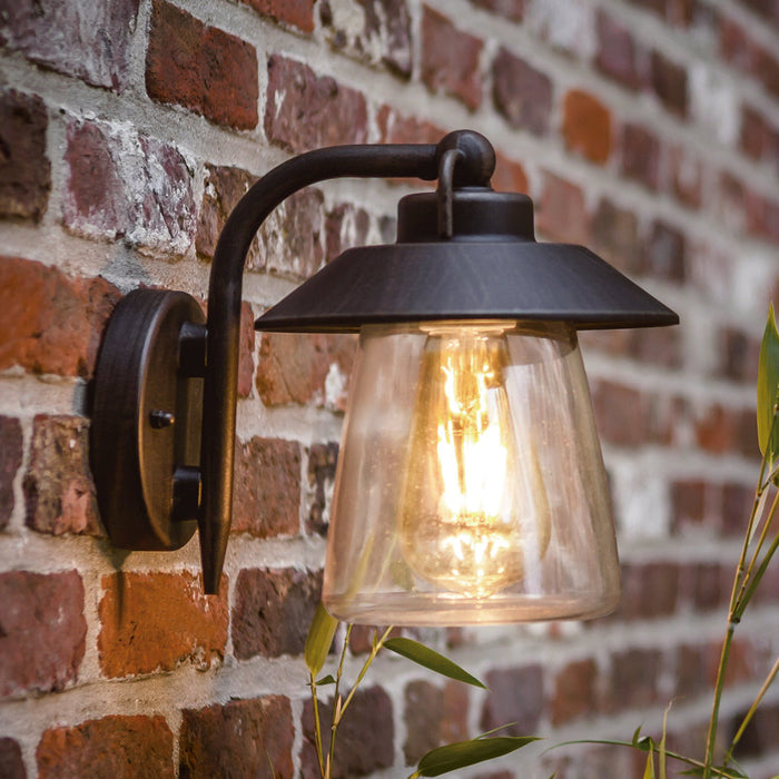 Lutec 5264201213 CATE IP44 E27 Outdoor Wall Light - Black Rust (Lamp Not Included)