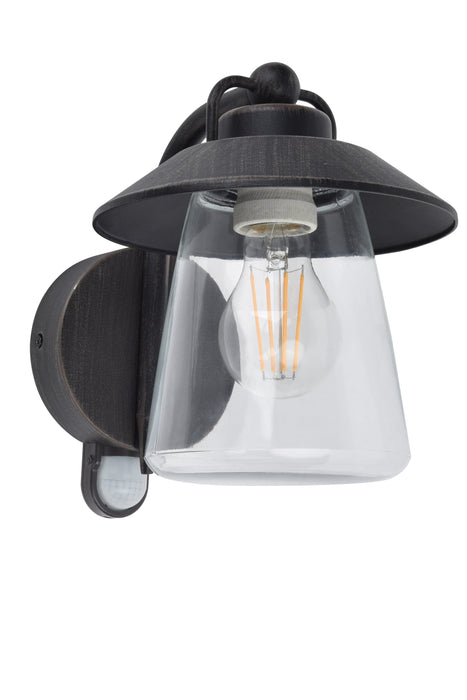 Lutec 5264207213 CATE IP44 E27 Outdoor Wall Light with PIR - Black Rust (Lamp Not Included)