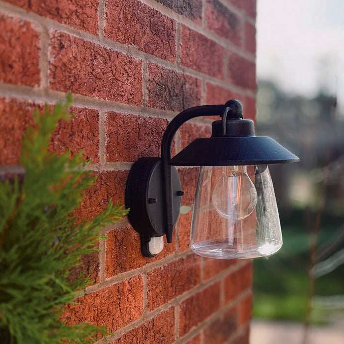 Lutec 5264207213 CATE IP44 E27 Outdoor Wall Light with PIR - Black Rust (Lamp Not Included)