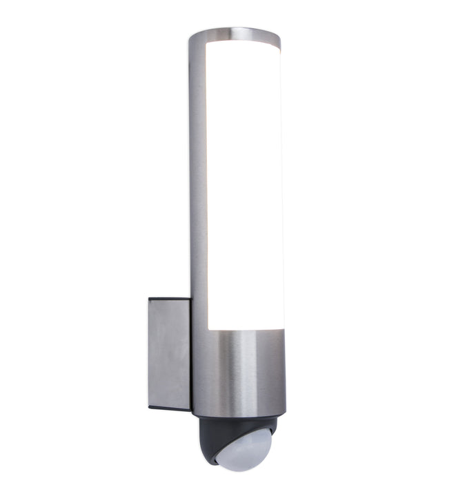 Lutec 5267103001 LEDA 15.5W IP44 LED Outdoor Wall Light with PIR 3000K - Stainless Steel