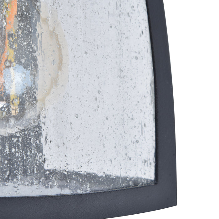 Lutec 5273701012 KELSEY IP44 E27 Small Outdoor Wall Light with Water Glass - Matt Black (Lamp Not Included)